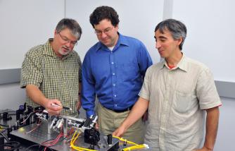 Goddard laser experts (from left to right) Barry Coyle, Paul Stysley, and Demetrios Poulios Photo Credit: NASA's Goddard Space Flight Center, Debora McCallum
